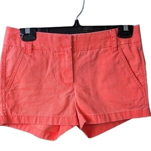 J Crew women's bright salmon slight acid wash shirt shorts size 0